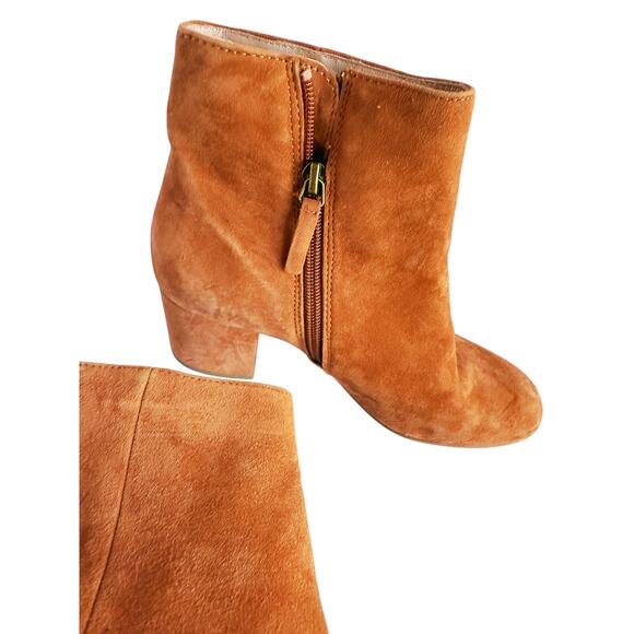 Halogen Cori Round Toe Bootie Rust Brown Suede Ankle Boot 6 Western Fall Classic - Picture 5 of 9